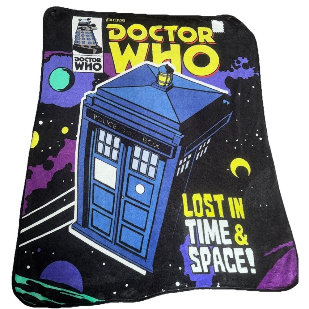 Dr Who "Lost in Time & Space!" RASCHEL THROW BLANKET 2014 BBC